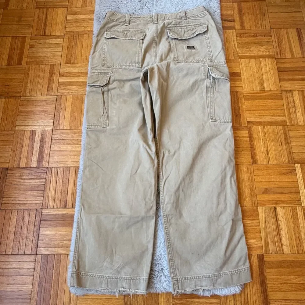 Abercrombie & Fitch AF92 Vintage Cargo Pants Mens 34x30 Beige Wide Leg‎ Utility